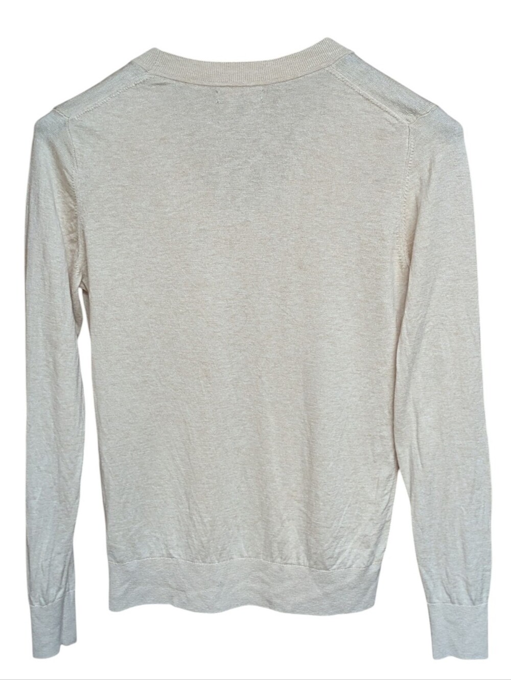 Quince Lightweight Cotton Cashmere V-Neck Sweater Heather Oatmeal Size Small - Picture 2 of 8